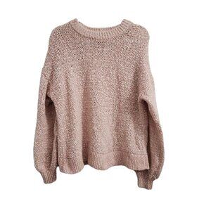 Madewell Sweater Large Pink Baez Wool Alpaca Chunky Knit Crewneck Pullover